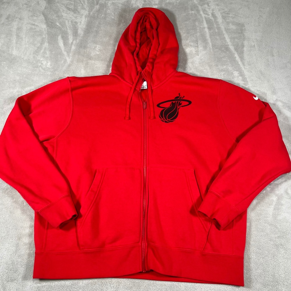 Nike Miami Heat Hoodie Men's XL Red Full Zip NBA Basketball Fleece Sweatshirt